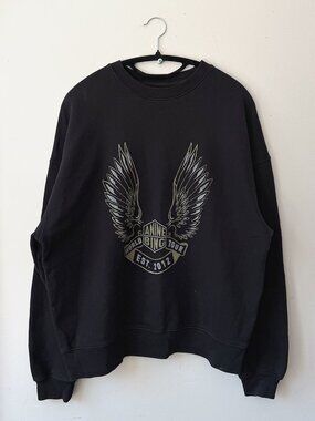 Anine Bing Kenny Sweatshirt Black Gold Wings World Tour Est 2012 Size M
